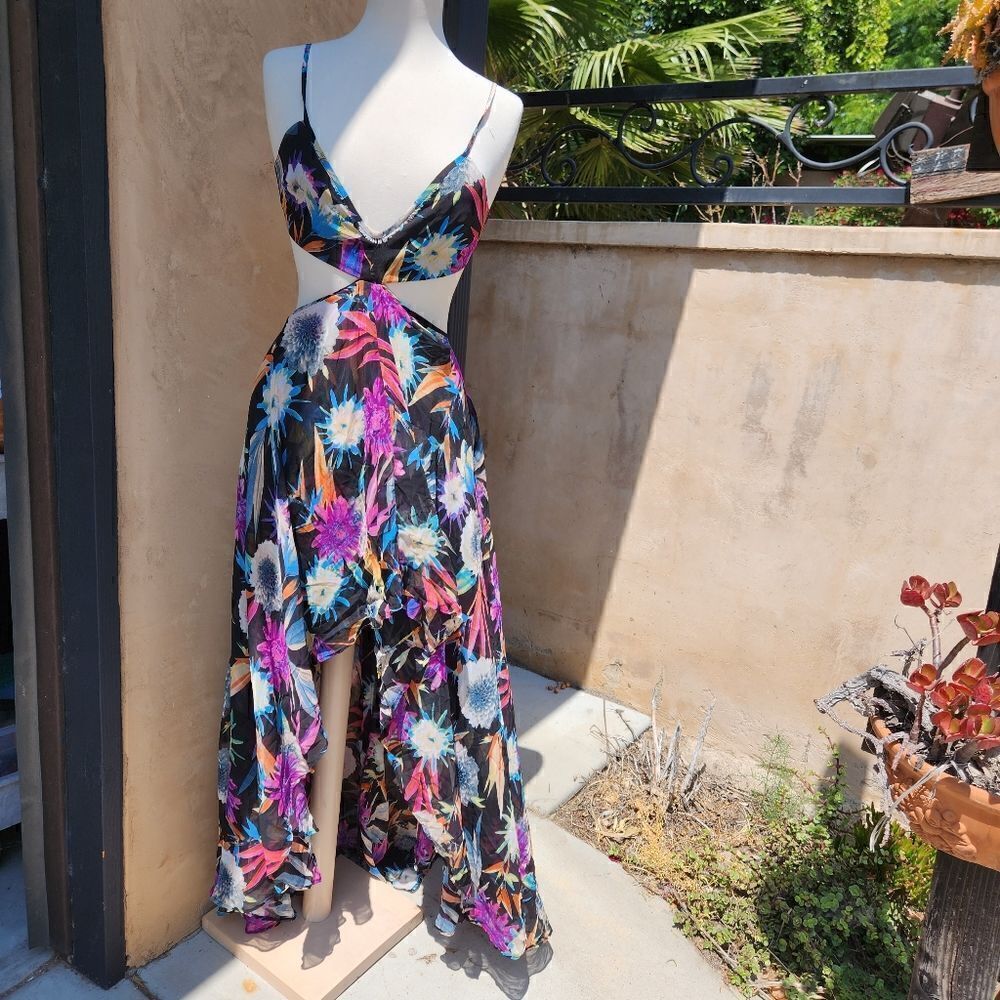 Hot Miami styles tropical hi lo dressnwith cutouts